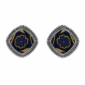 Sterling Silver Royal Crown Derby Sudbury Foxtail Cushion Stud Earrings D