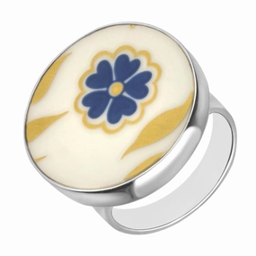 Sterling Silver Royal Crown Derby Sudbury White Round Ring D