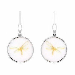 Sterling Silver Royal Doulton China Wind In The Willows Dragonfly Drop Earrings