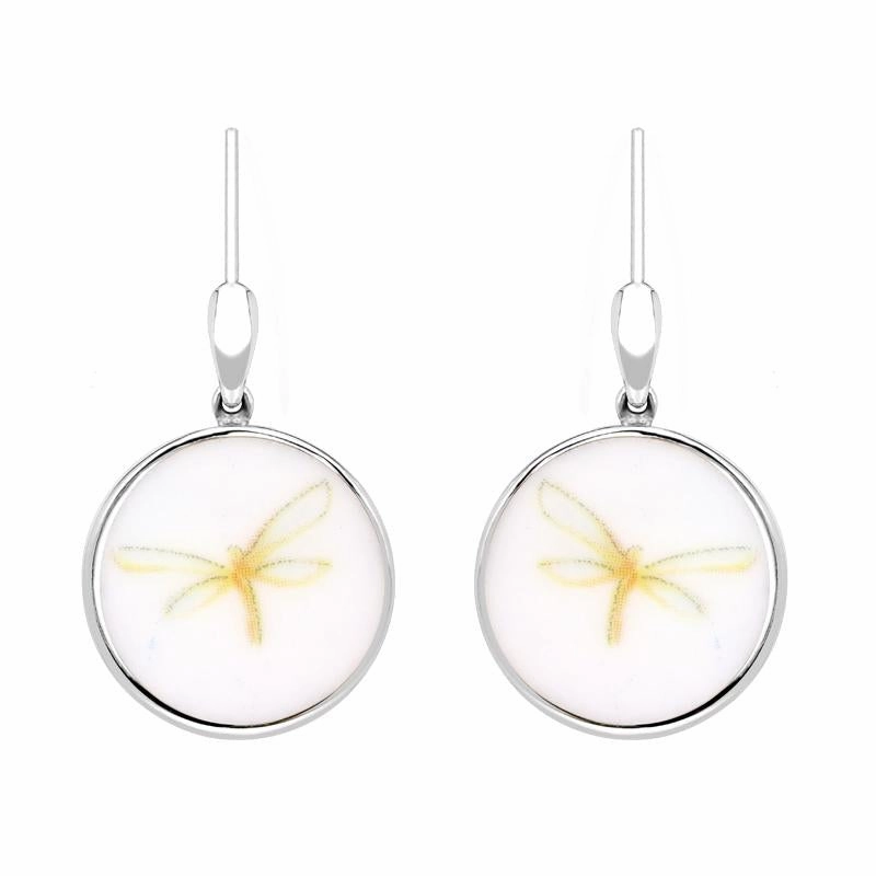 Sterling Silver Royal Doulton China Wind In The Willows Dragonfly Drop Earrings