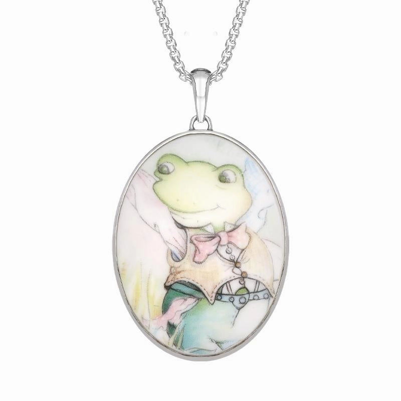 Sterling Silver Royal Doulton China Wind In The Willows Oval Necklace