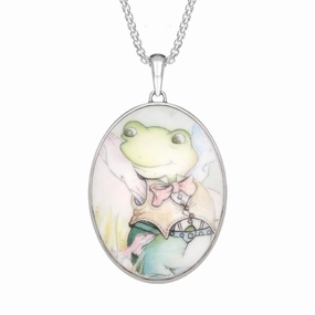Sterling Silver Royal Doulton China Wind In The Willows Oval Necklace