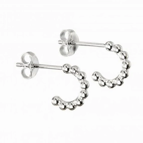 Sterling Silver Silver Small Ball 3/4 Hoop Earrings E5866