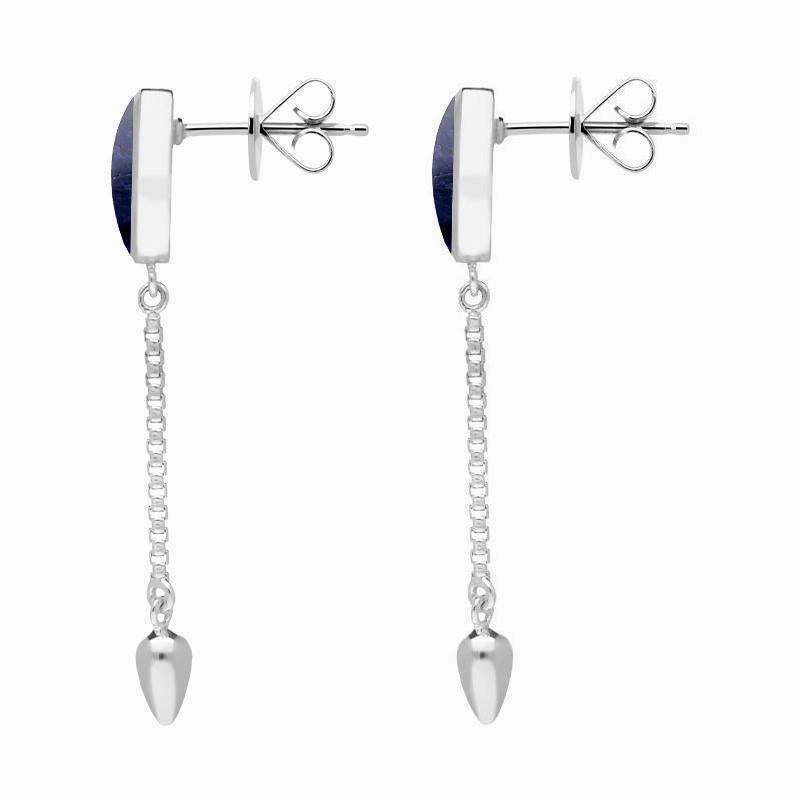 Sterling Silver Sodalite Lineaire Medium Drop Stud Earrings