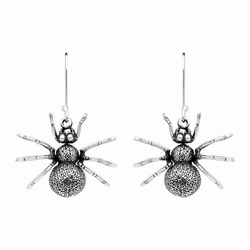 Sterling Silver Spider Hook Drop Earrings