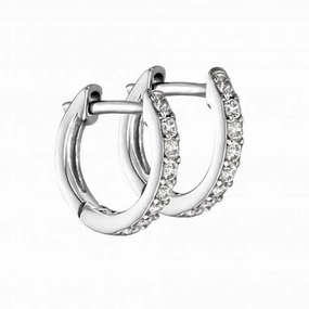 Sterling Silver Thin Zirconia Huggie Hoop Earrings E5875C