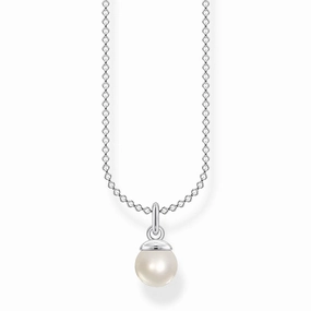 Sterling Silver Thomas Sabo Charm Club Fresh Water Pearl Necklace 38-45cm