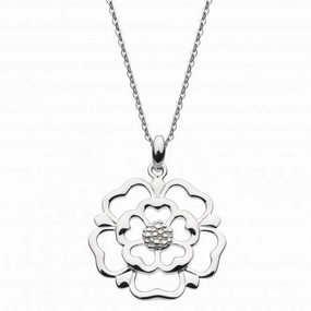 Sterling Silver Tudor Rose Open Pendant 9319HP
