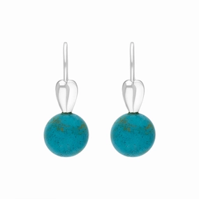 Sterling Silver Turquoise Bead Hook Earrings