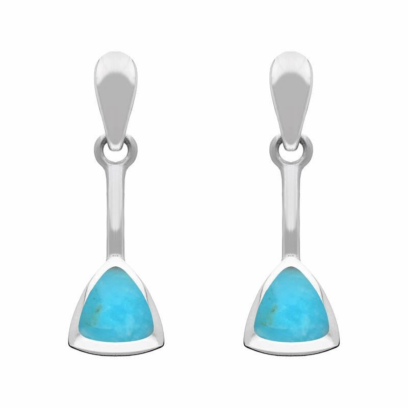 Sterling Silver Turquoise Curved Triangle Drop Earrings