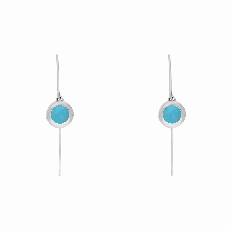 Sterling Silver Turquoise Heart Disc Drop Earrings