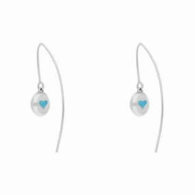 Sterling Silver Turquoise Heart Disc Drop Earrings