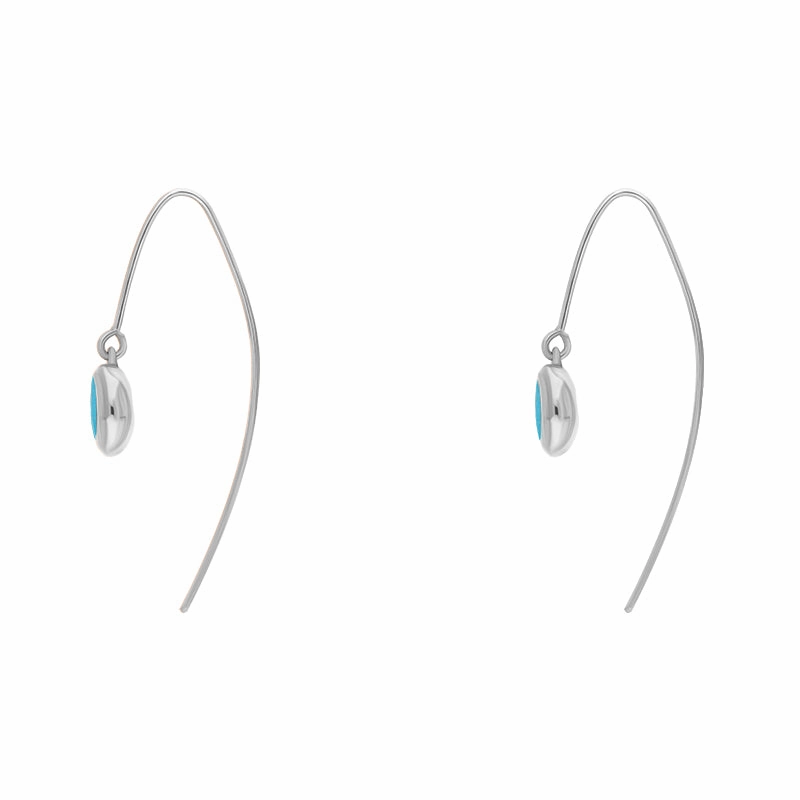 Sterling Silver Turquoise Heart Disc Drop Earrings