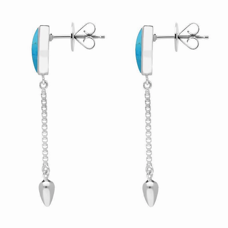 Sterling Silver Turquoise Lineaire Medium Drop Stud Earrings