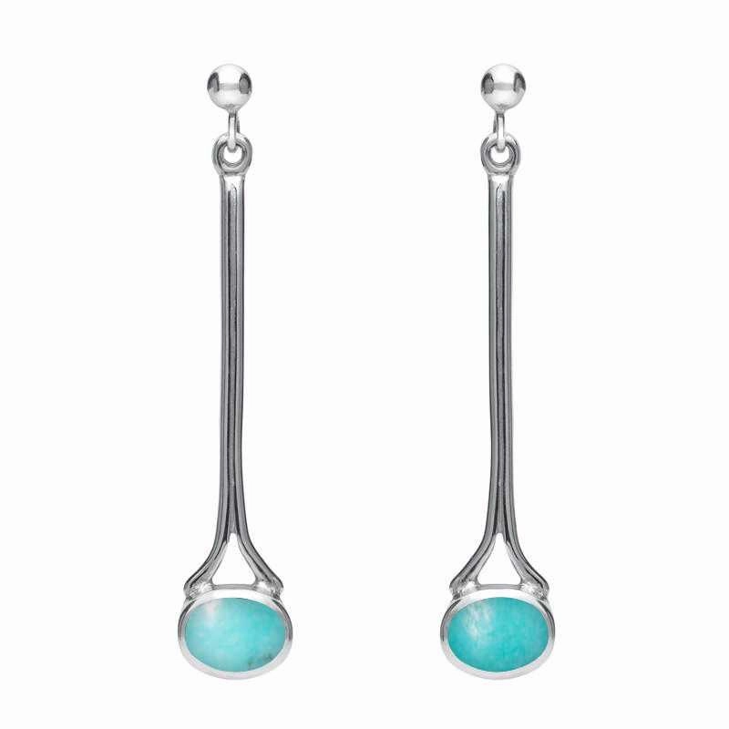 Sterling Silver Turquoise Long Drop Earrings