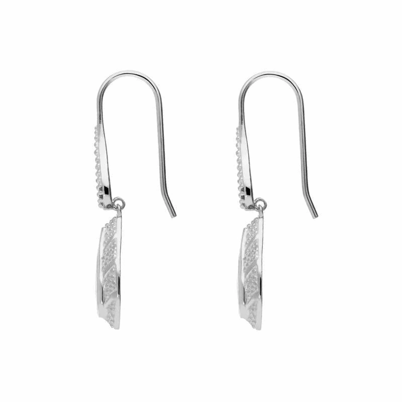 Sterling Silver Turquoise Marquise Beaded Edge Drop Earrings