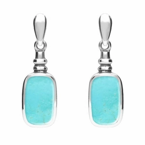 Sterling Silver Turquoise Oblong Bottle Top Drop Earrings