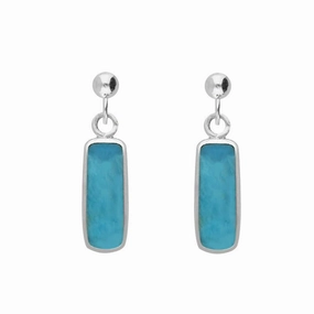Sterling Silver Turquoise Oblong Drop Earrings