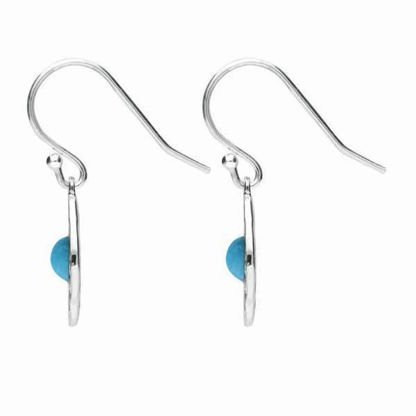 Sterling Silver Turquoise Open Flower Drop Earrings