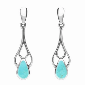 Sterling Silver Turquoise Pear Spoon Earrings