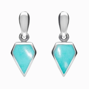 Sterling Silver Turquoise Small Kite Drop Earrings