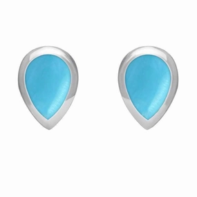 Sterling Silver Turquoise Small Teardrop Stud Earrings