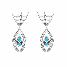 Sterling Silver Turquoise Spider Web Top Earrings