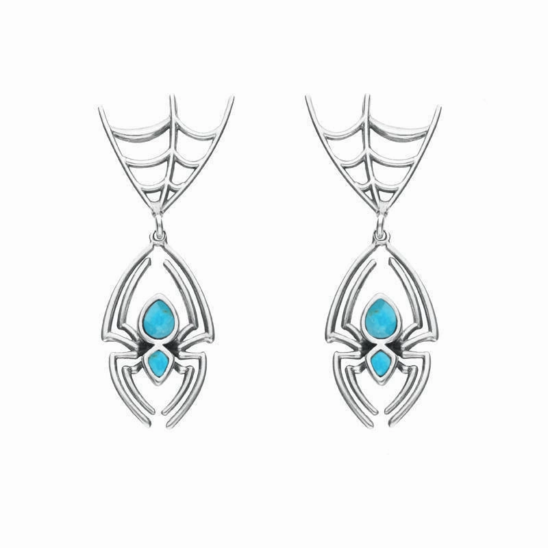 Sterling Silver Turquoise Spider Web Top Earrings