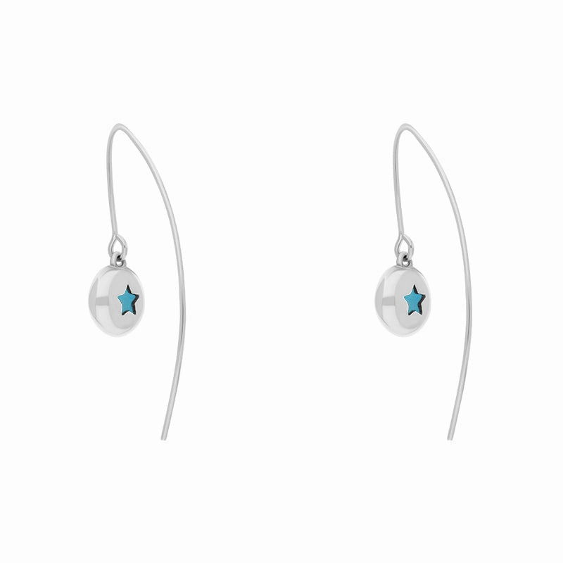 Sterling Silver Turquoise Star Disc Drop Earrings