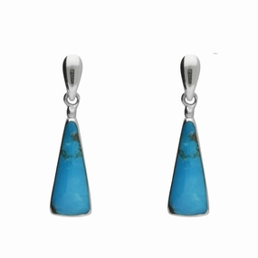 Sterling Silver Turquoise Triangle Drop Earrings