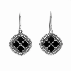 Sterling Silver Whitby Jet Abbey Window Drop Earrings