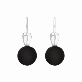Sterling Silver Whitby Jet Bead Hook Earrings