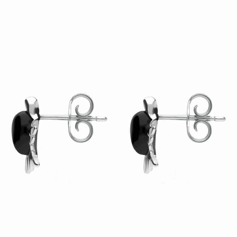 Sterling Silver Whitby Jet Bird Stud Earrings