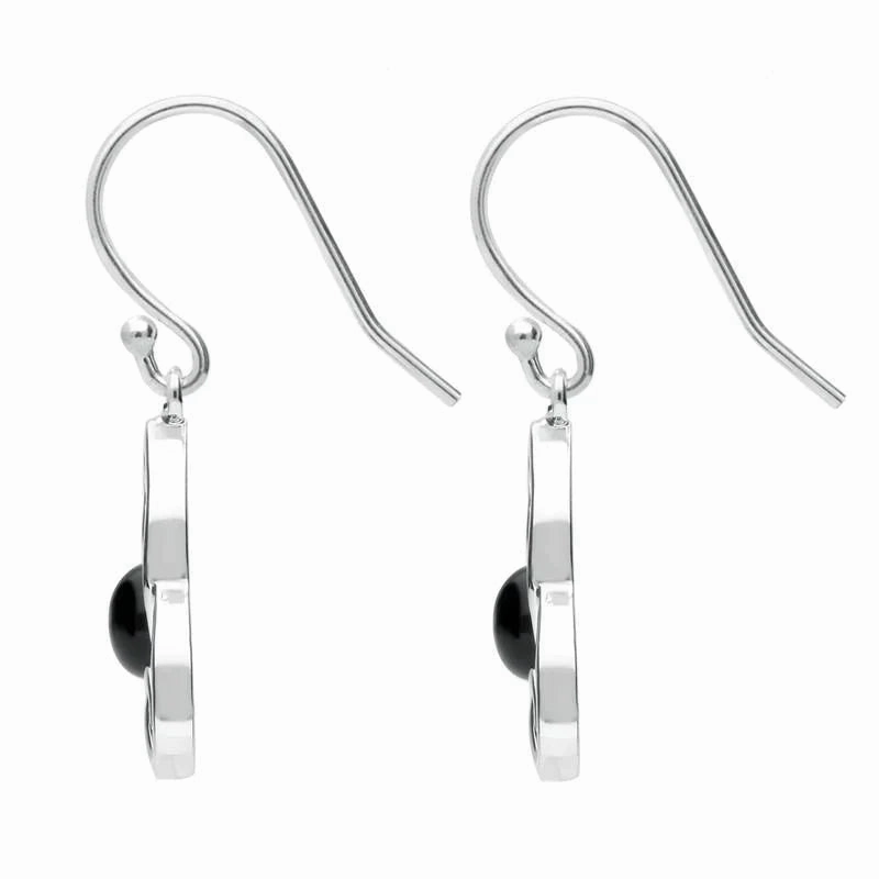 Sterling Silver Whitby Jet Celtic Knot Hook Drop Earrings