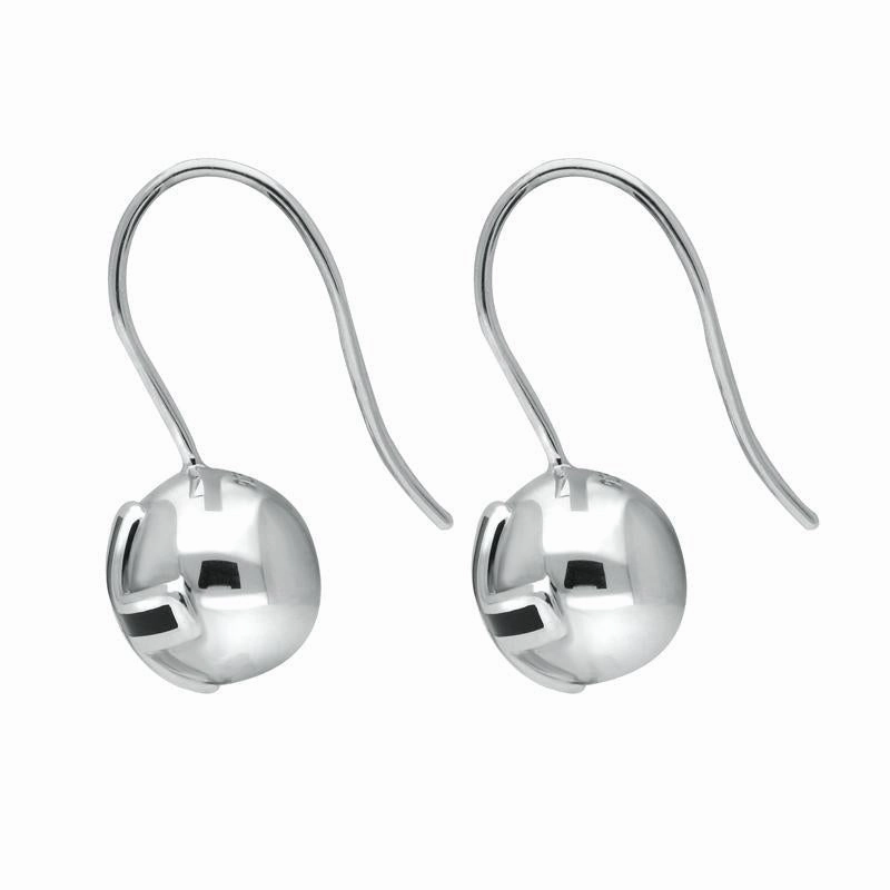 Sterling Silver Whitby Jet Cross Sphere Hook Earrings