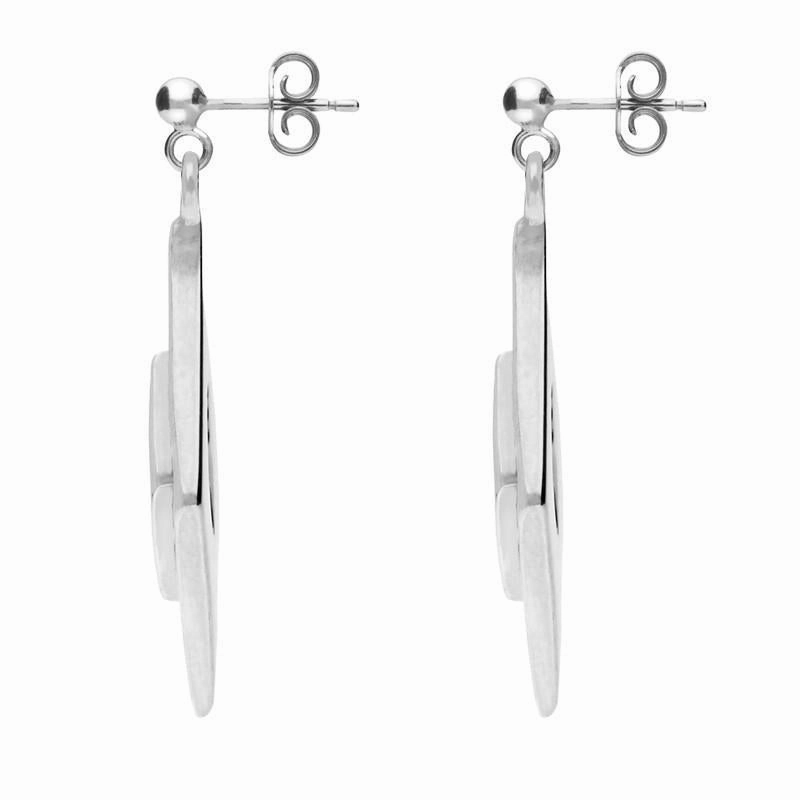 Sterling Silver Whitby Jet Diamond Shaped Drop Earrings