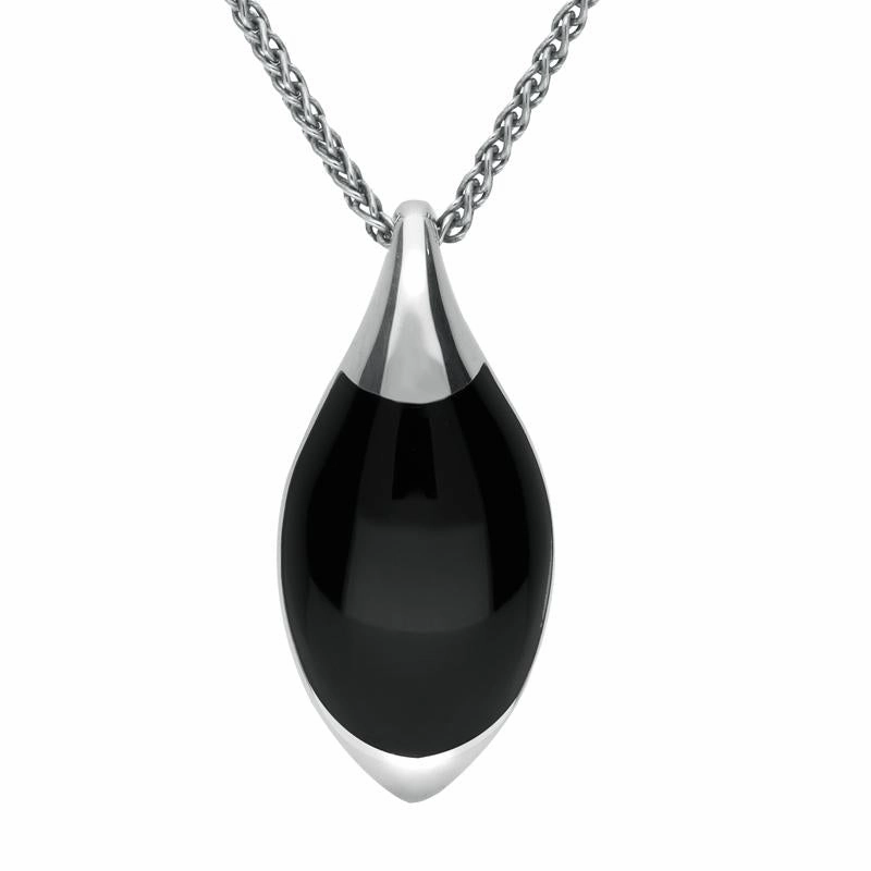 Sterling Silver Whitby Jet Drop Necklace