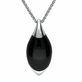 Sterling Silver Whitby Jet Drop Necklace