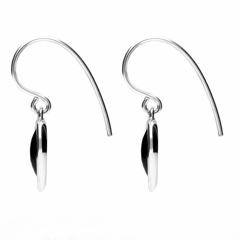 Sterling Silver Whitby Jet Heart Drop Earrings