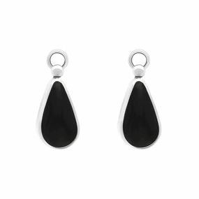 Sterling Silver Whitby Jet Large Pear Drop Earrings
