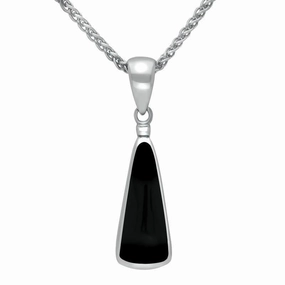 Sterling Silver Whitby Jet Light Triangle Shape Necklace