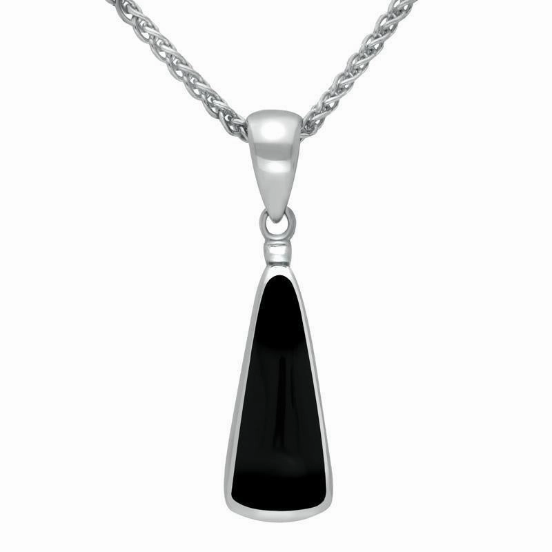 Sterling Silver Whitby Jet Light Triangle Shape Necklace