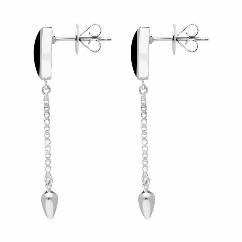 Sterling Silver Whitby Jet Lineaire Medium Drop Stud Earrings