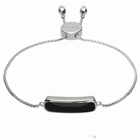 Sterling Silver Whitby Jet Lineaire Petite Bracelet