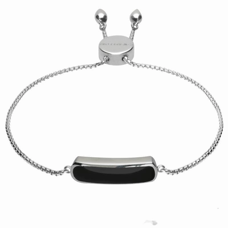 Sterling Silver Whitby Jet Lineaire Petite Bracelet
