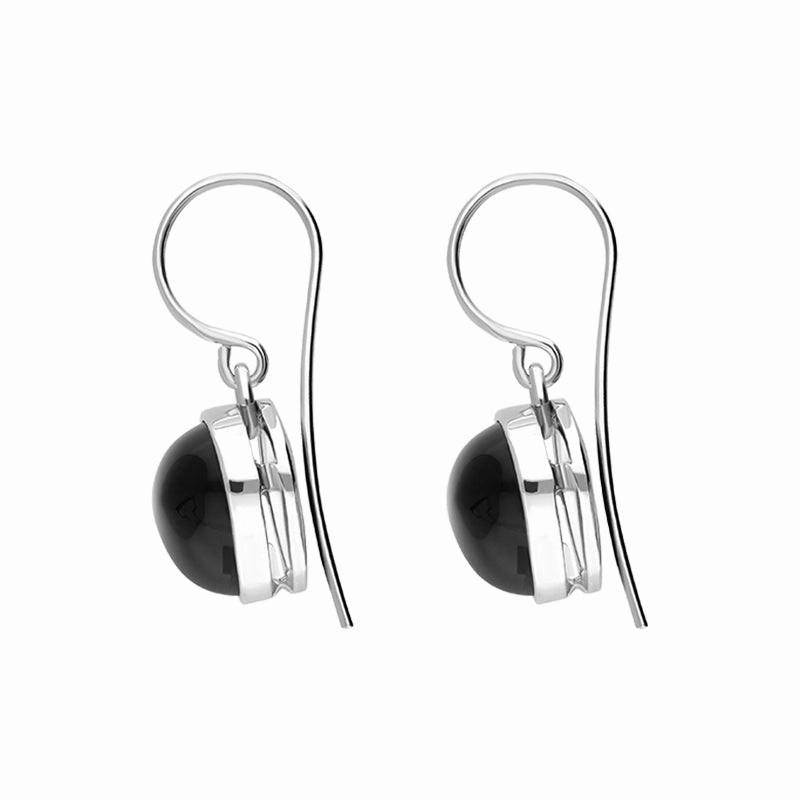 Sterling Silver Whitby Jet Monika Curved Triangle Drop Earrings D