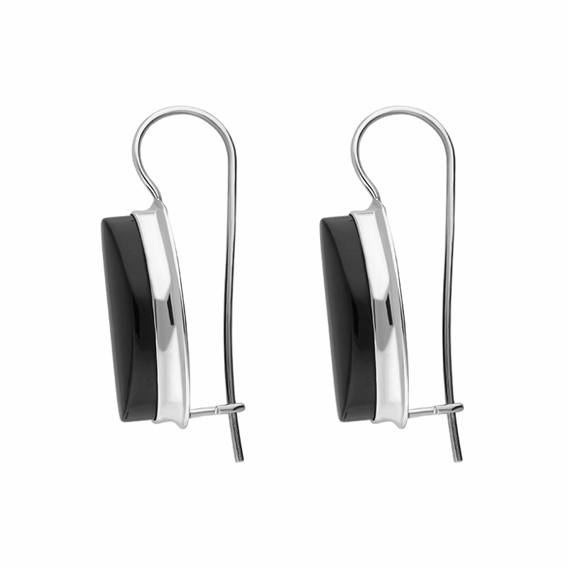 Sterling Silver Whitby Jet Monika Oval Drop Earrings D