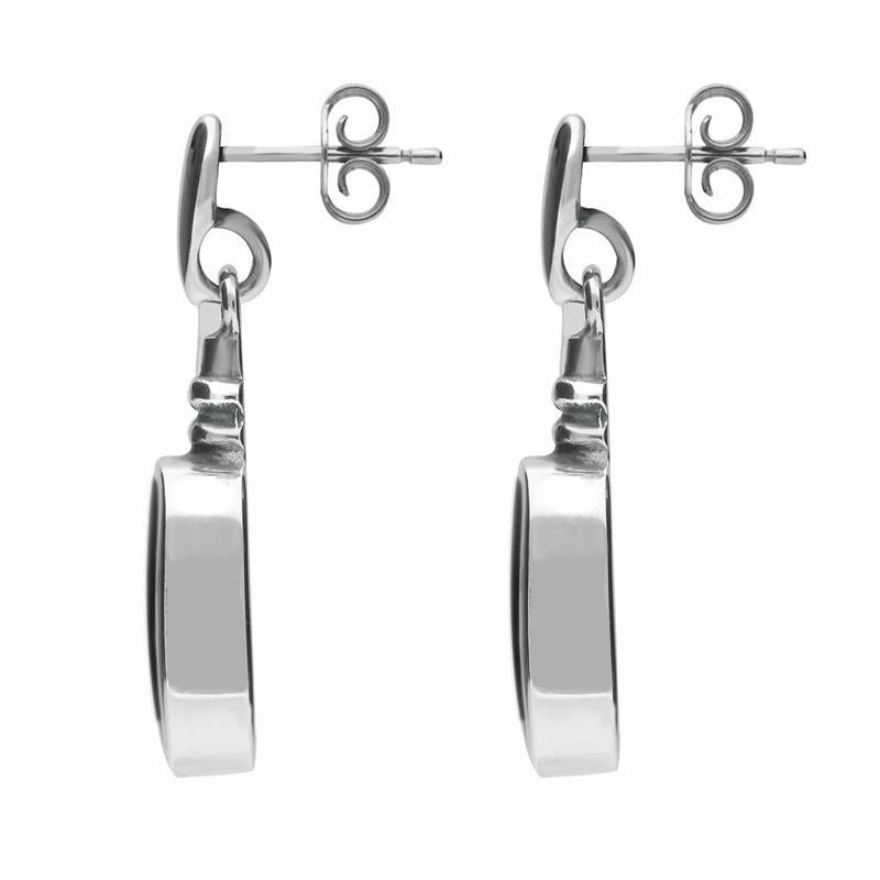 Sterling Silver Whitby Jet Oblong Bottle Top Drop Earrings