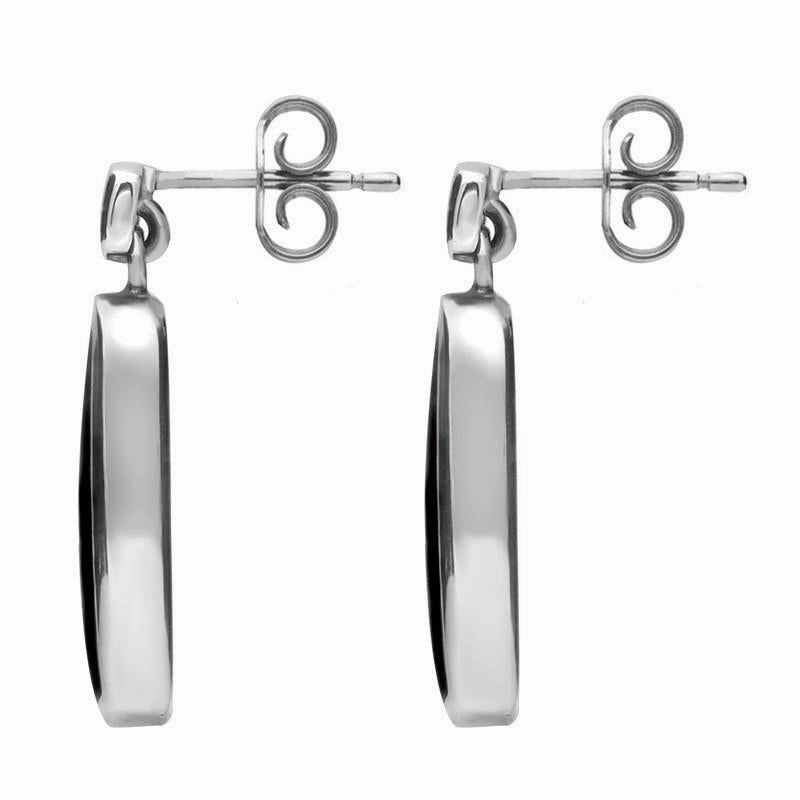 Sterling Silver Whitby Jet Organic Curved Drop Earrings