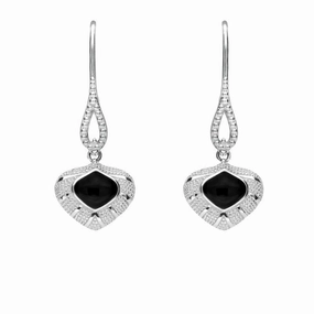 Sterling Silver Whitby Jet Oxidised Tear Drop Earrings